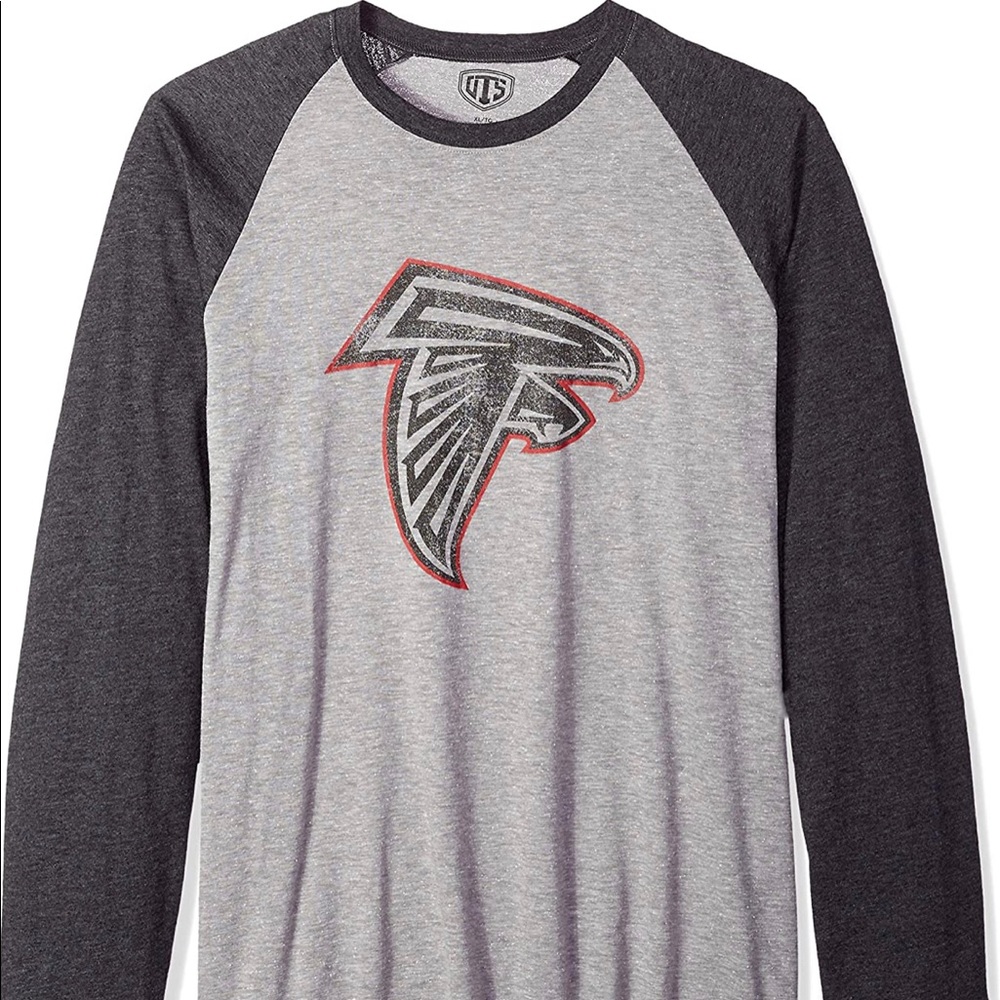NWT OTS NFL Atlanta Falcons Gray Raglan Tee Sz M
